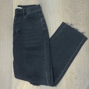 Pacsun High Rise Straight Leg Black Ripped Jeans
